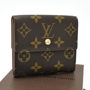 Louis Vuitton Porte Monnaie Wallet Bier Cartes Bifold Double Hook Brown
